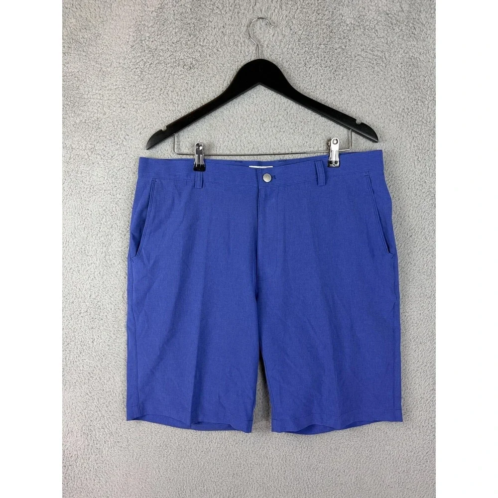 Peter Millar Shorts Mens 36 Blue Microfiber Stretch Chino 9 Inseam Golf Casual